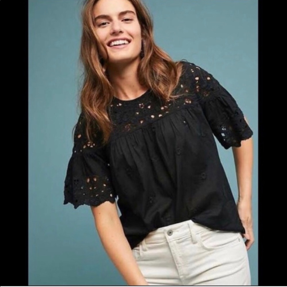 Maeve for Anthropologie Flowey Eyelet Top
